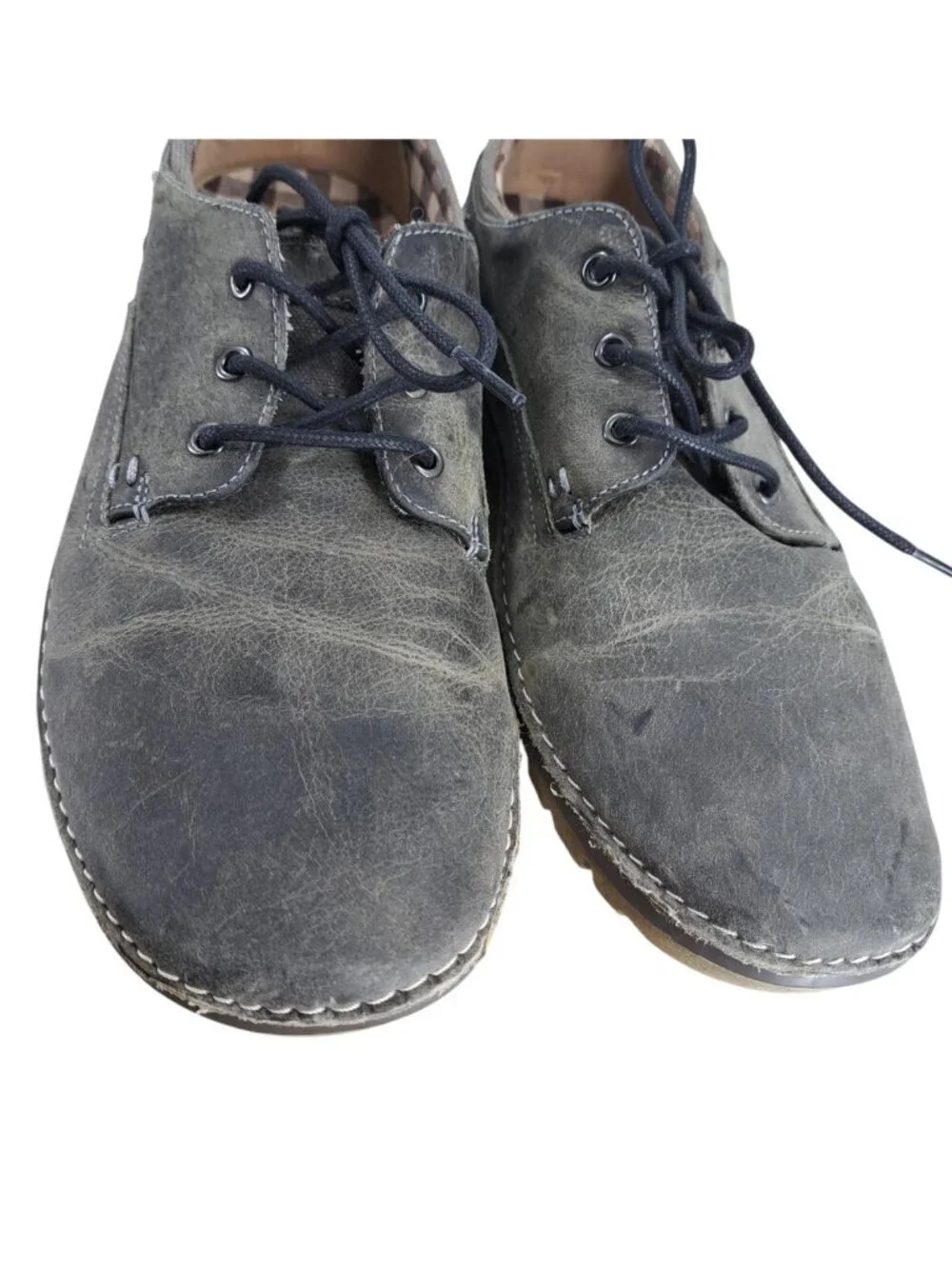 Roan by Bed Stu Arlo Gray Lace Up Leather Oxfords Shoes Size 10.5 Distressed